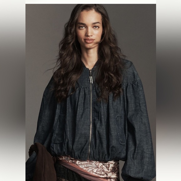 Anthropologie Jackets & Blazers - Anthropologie Bubble Denim Bomber Jacket